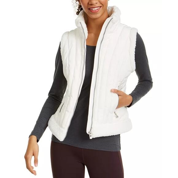 Calvin Klein Performance White Puffer/Sherpa Vest S - Picture 1 of 6